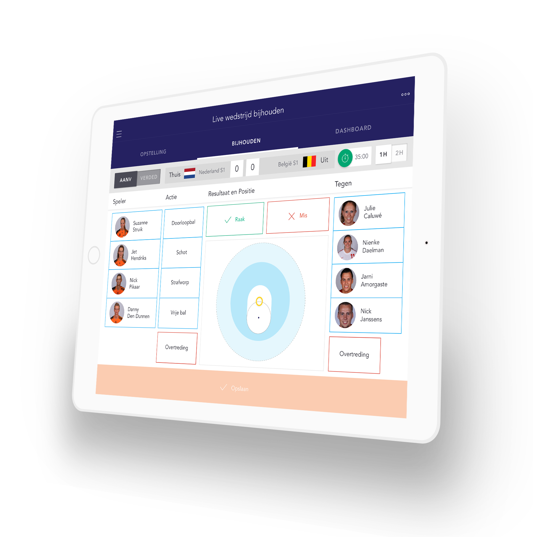 Teampulse acties invoeren